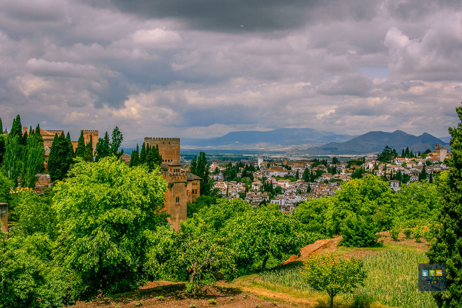 Majestic view of the Alhambra in Granada, Spain.