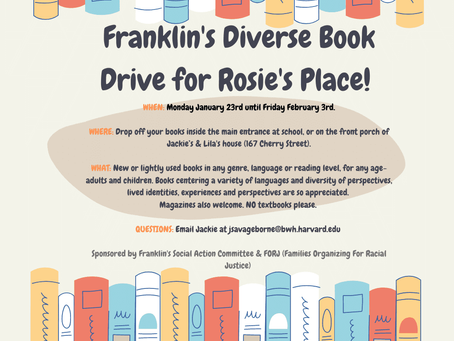 Book Drive for Rosie's Place - January 23 - Feb 3rd!