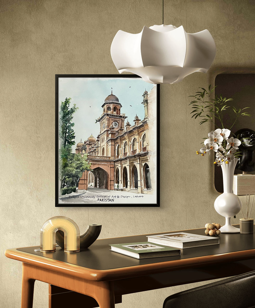 Punjab university College of Art and Design PUCAD , Lahore Pakistan watercolor printed painting
