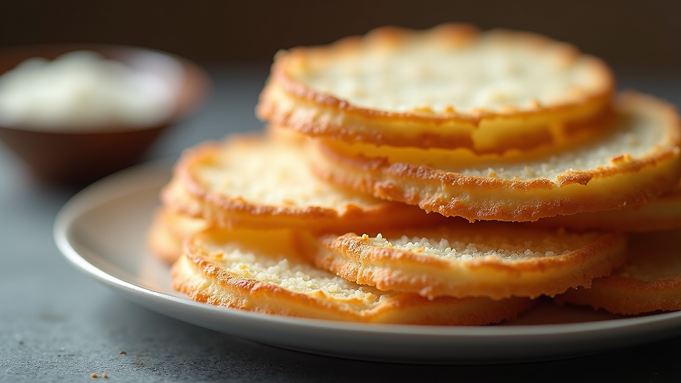 Close-up of crispy traditional wafers stacked on a plate