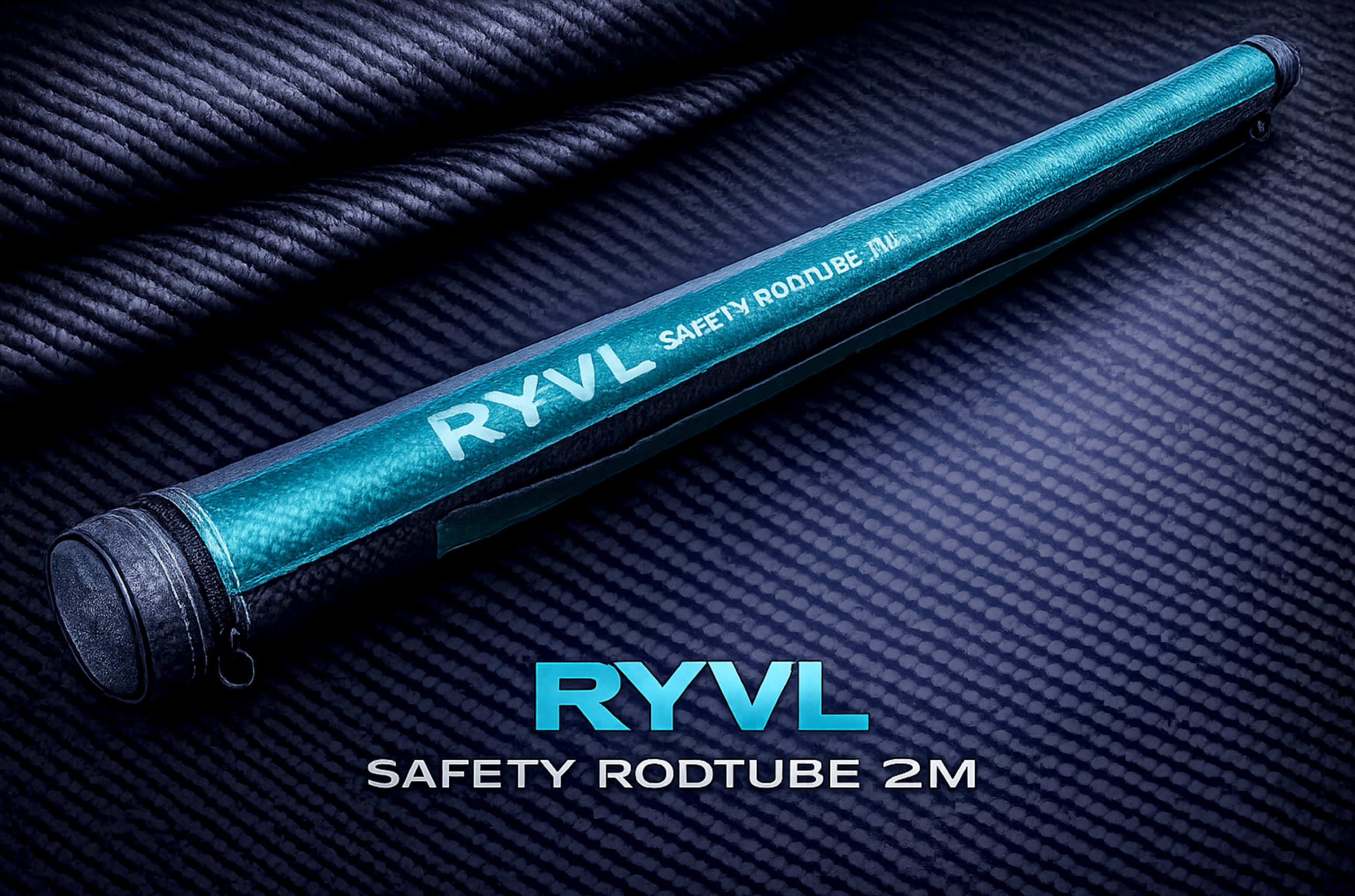 RYVL Safety Rodtube 2M protective fishing rod tube with carbon fiber background