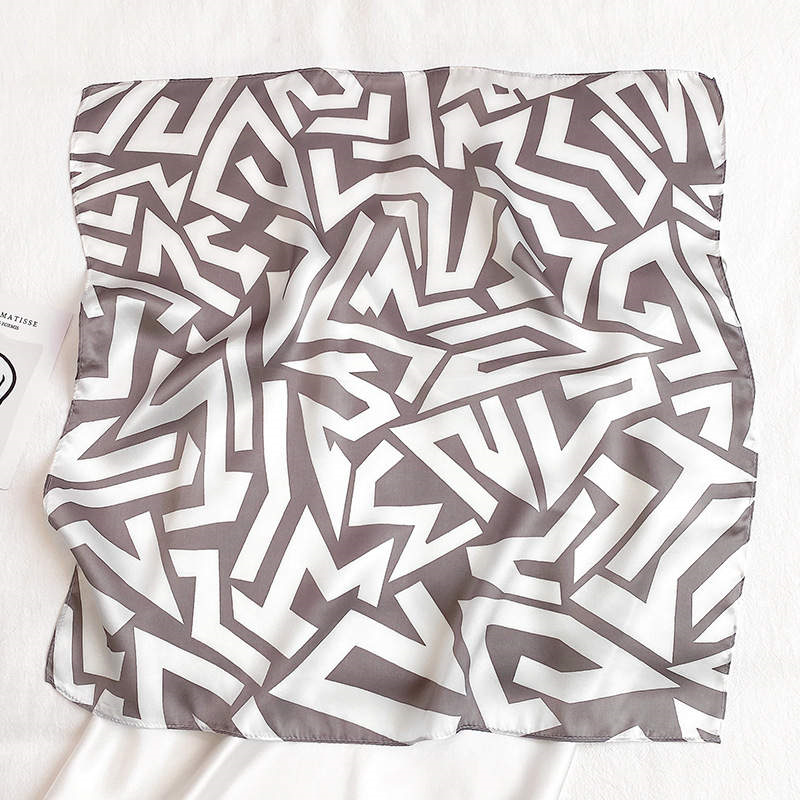 Thumbnail: Zigzag Print 53cm Silk Scarf | Terracotta Scarf | Geometric Pattern