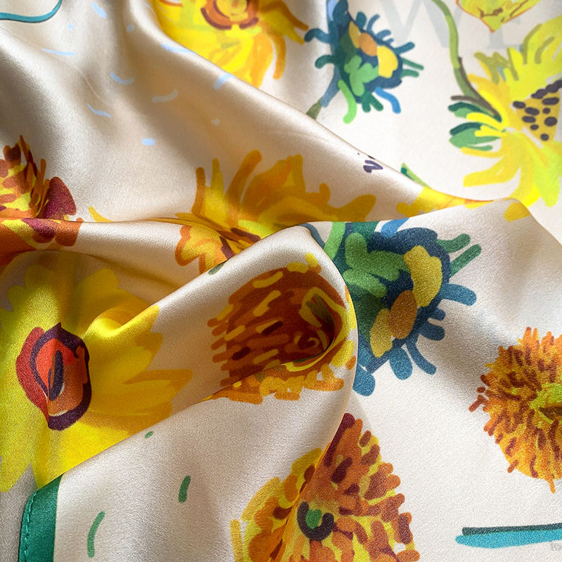 Miniature : Sunflowers 53cm Silk Scarf | Floral Square Scarf | Neck Scarf