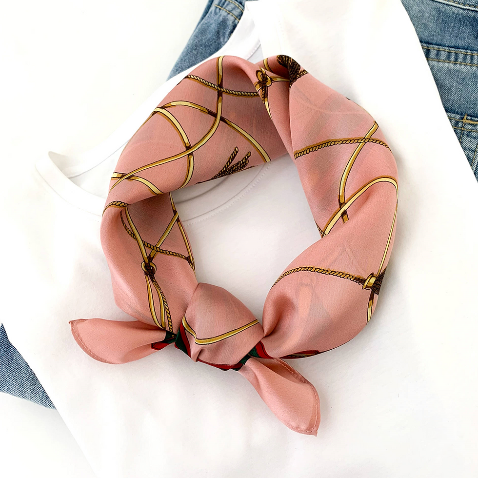 Thumbnail: Chain Print 53cm Silk Scarf | Luxury Pattern Square Scarf