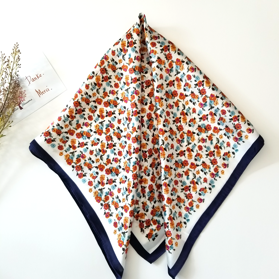 Thumbnail: Mini Flowers 53cm Silk Scarf | Floral Bandana | Floral Print Scarf