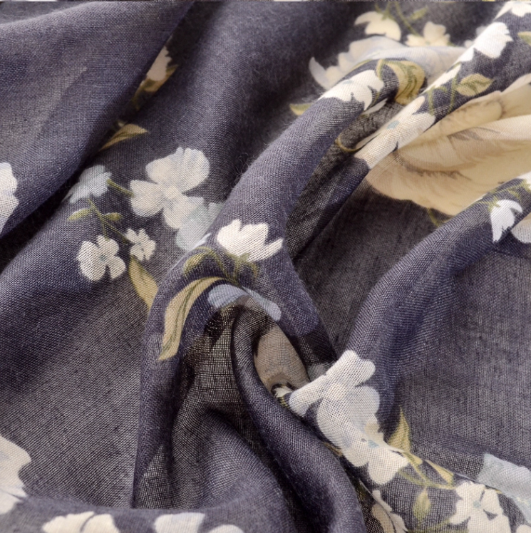 Miniature : VB-FL08 Gray Floral Pattern with Tassels Fashion Scarf