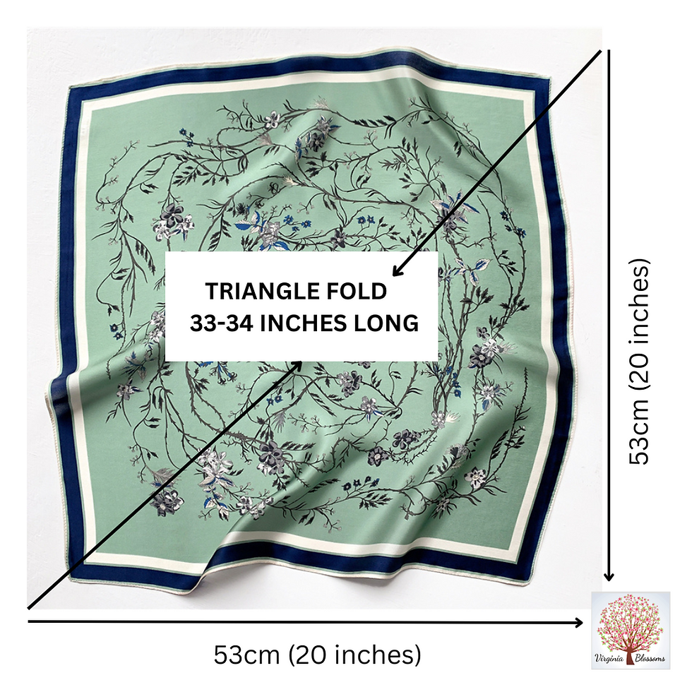 Thumbnail: Green Floral 53cm Silk Scarf | Green Bandana | Green Silk Scarf
