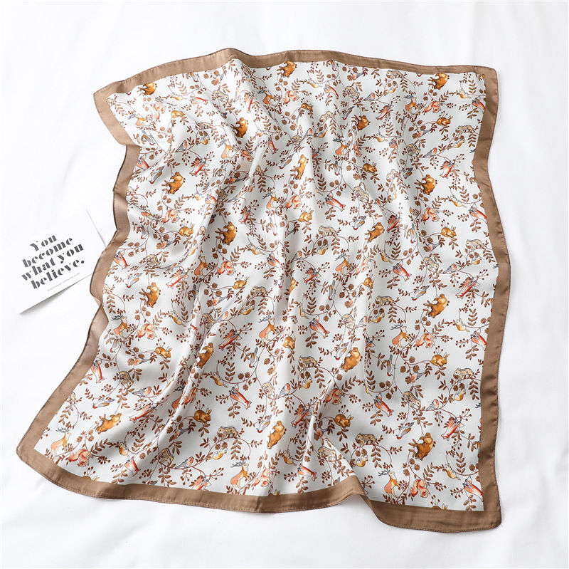Miniature : Floral Robin Print 70cm Square Scarf Bandana