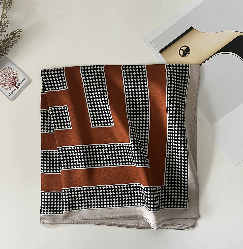 Thumbnail: Dots Burnt Orange 53cm Silk Scarf | Silk Bandana | Square Scarf