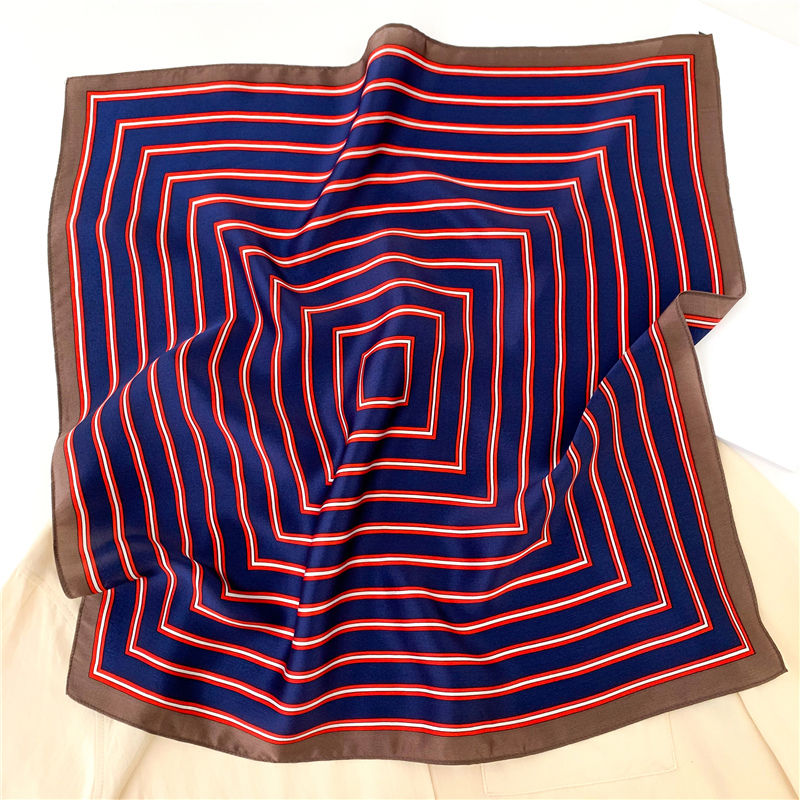 Thumbnail: Stripes 53cm Silk Scarf Bandana | Geometric Lines Small Scarf