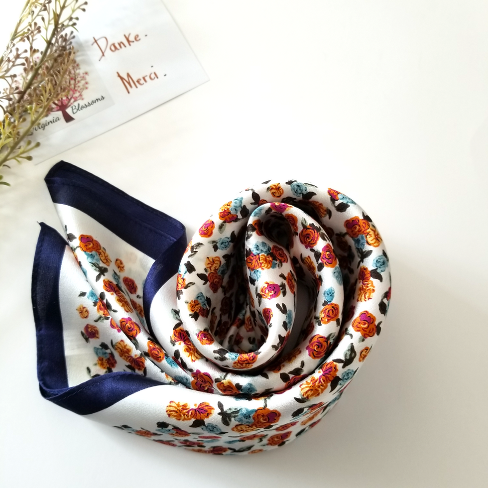 Miniatura: Mini Flowers 53cm Silk Scarf | Floral Bandana | Floral Print Scarf
