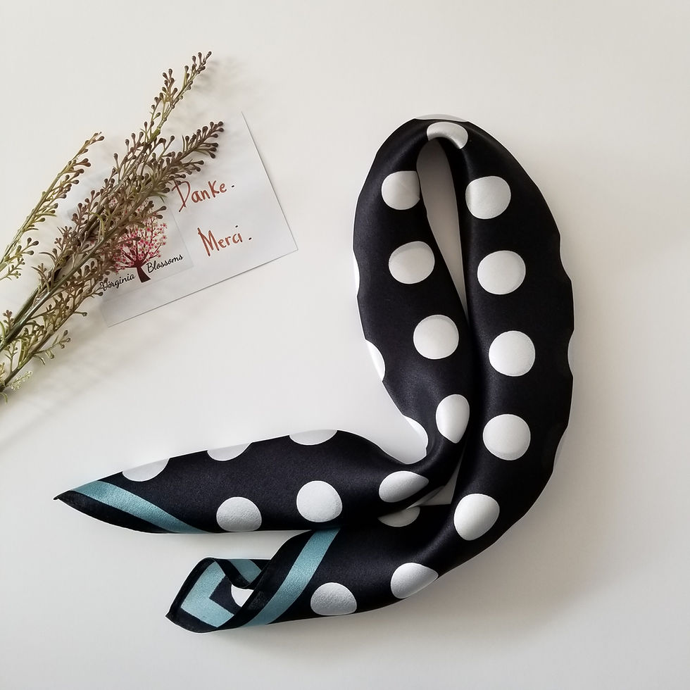 Miniatura: Big Polka Dots 53cm Silk Scarf | 80's Inspired Scarf | Classic Scarf