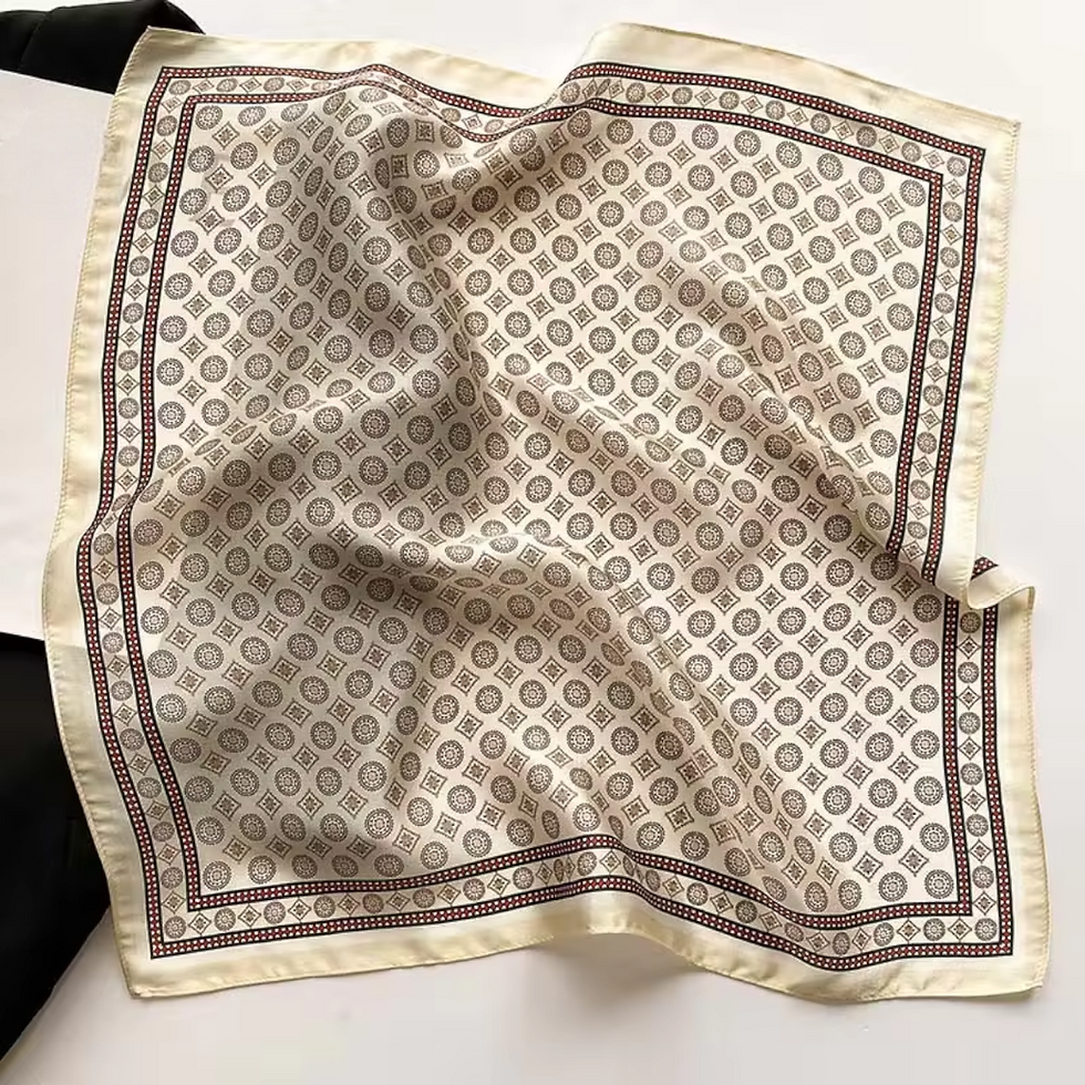 Thumbnail: Boho Circles 53cm Silk Scarf | Silk Bandana