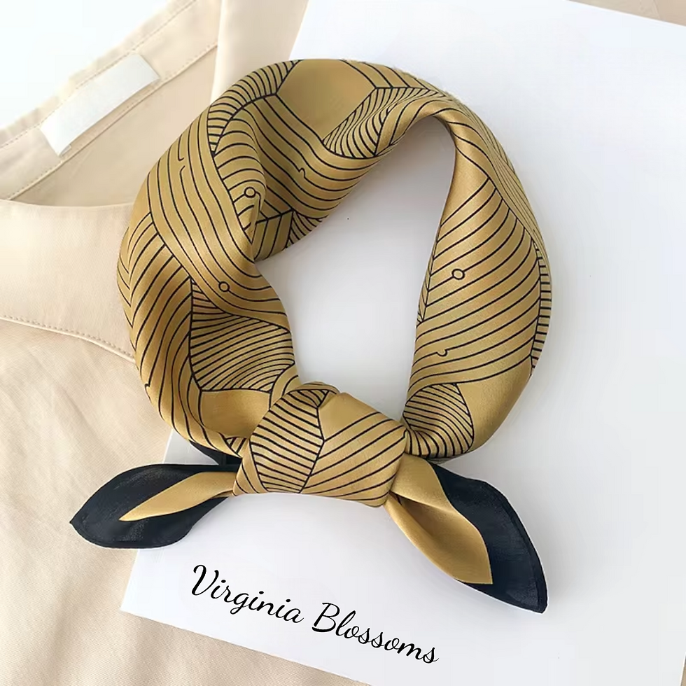 Thumbnail: Geometric Stripes 53cm Silk Scarf | Light Apricot Pink Scarf