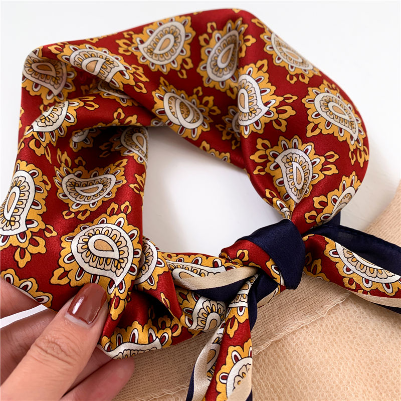 Thumbnail: Paisley 53cm Silk Scarf Bandana | Men's Paisley Scarf | Burgundy