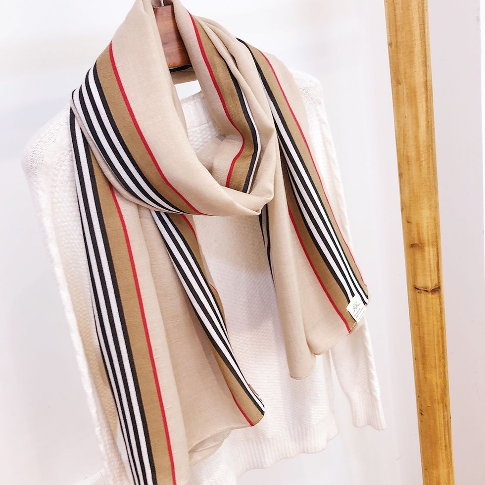 Miniaturbild: LUX-V10b Solid Beige with Stripes Fashion Scarf