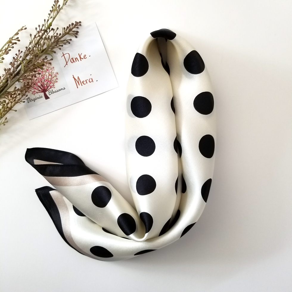 Miniaturbild: Big Polka Dots 53cm Silk Scarf | 80's Inspired Scarf | Classic Scarf