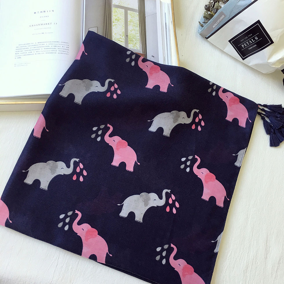 Miniature : VB-MUL06 Elephant Print with Tassels Fashion Scarf