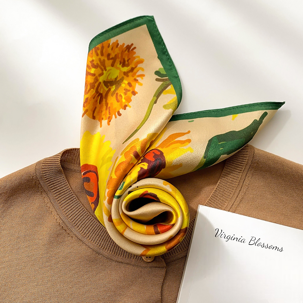 Thumbnail: Sunflowers 53cm Silk Scarf | Floral Square Scarf | Neck Scarf