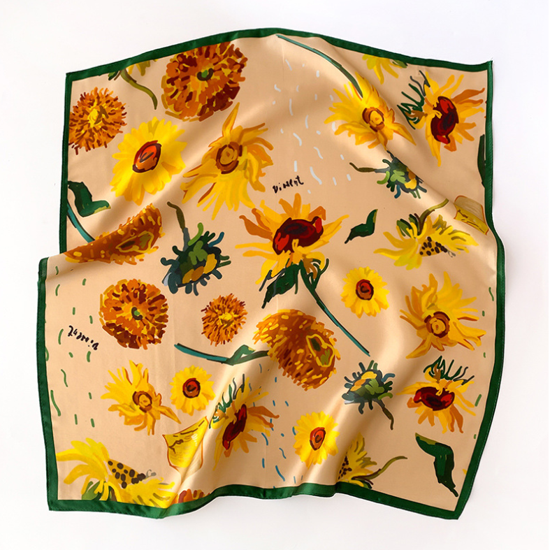 Thumbnail: Sunflowers 53cm Silk Scarf | Floral Square Scarf | Neck Scarf