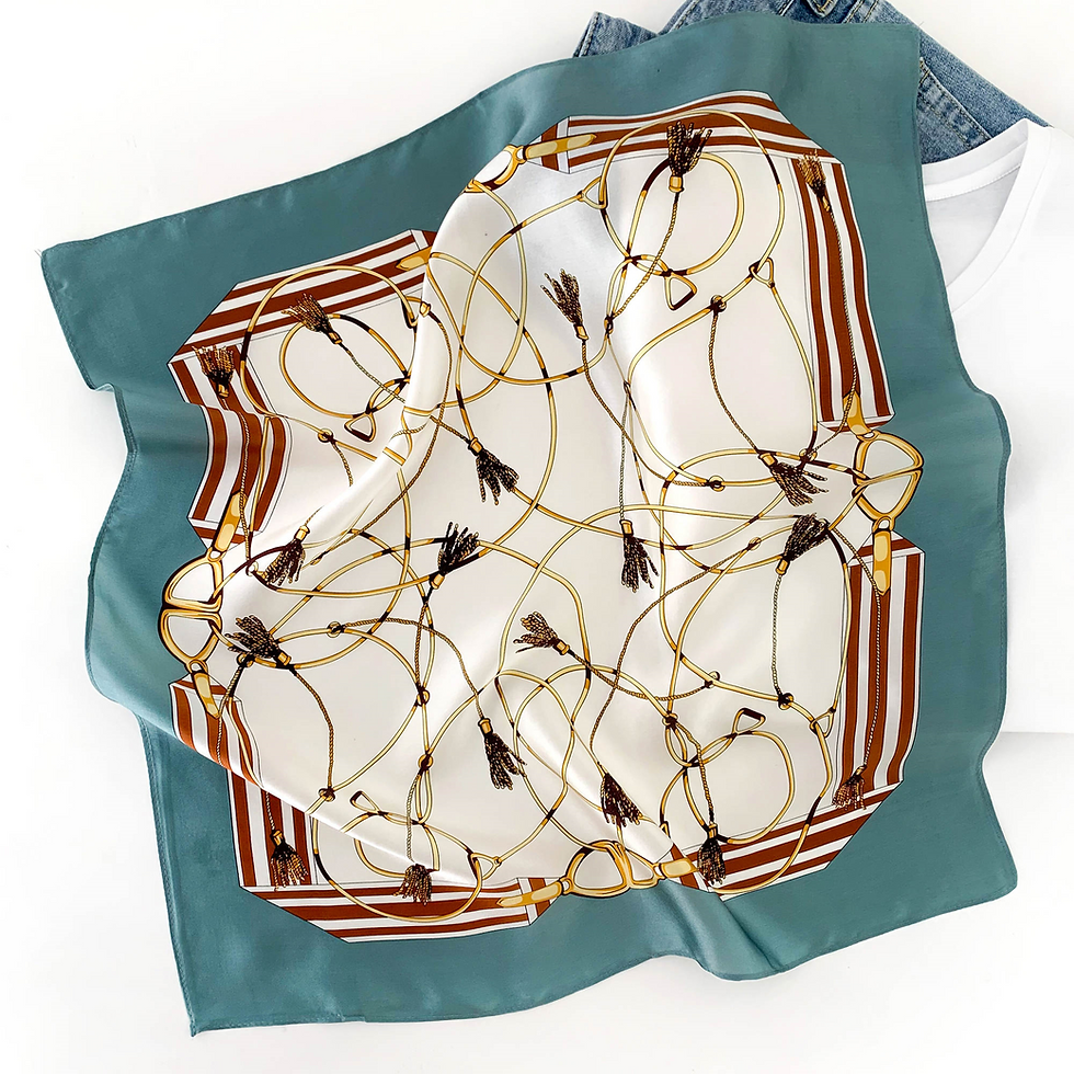 Thumbnail: Chain Print 53cm Silk Scarf | Luxury Pattern Square Scarf
