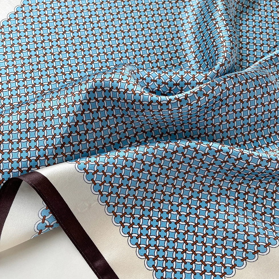 Thumbnail: Mini Rings 53cm Silk Scarf Bandana | Square Scarf