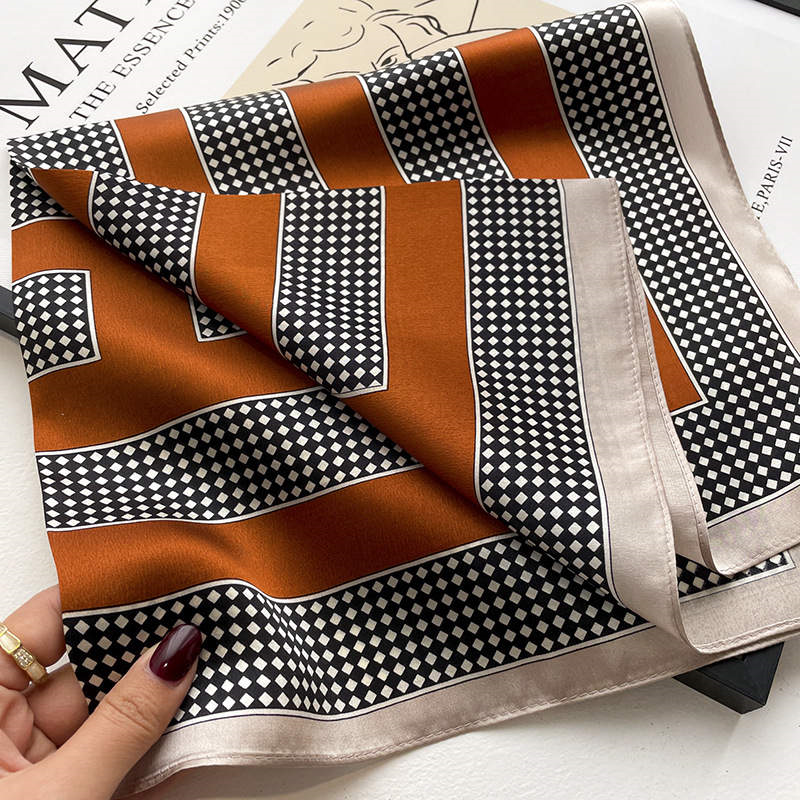 Thumbnail: Dots Burnt Orange 53cm Silk Scarf | Silk Bandana | Square Scarf