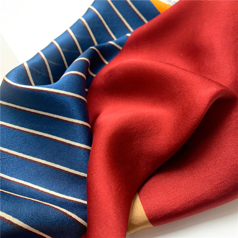 Thumbnail: Trio Design 53cm Silk Scarf | Stripes Floral Bandana | Small Scarf