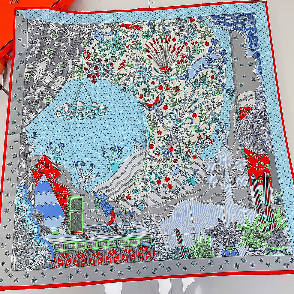 Miniaturbild: Floral Theater 90cm Silk Twill Scarf Bandana | Square Scarf