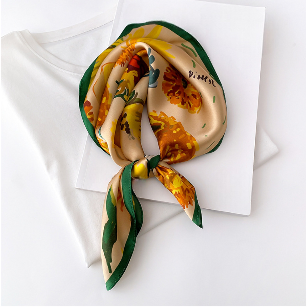 Thumbnail: Sunflowers 53cm Silk Scarf | Floral Square Scarf | Neck Scarf