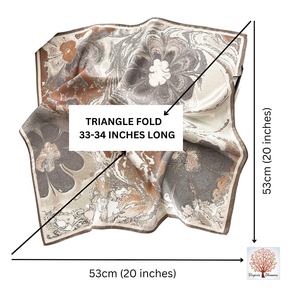 Thumbnail: Floral Abstract 53cm Silk Scarf | Beige Taupe Silk Scarf