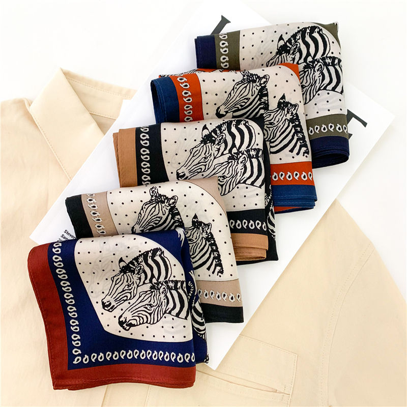 Thumbnail: Zebra Print 53cm Silk Scarf | Animal Print Scarf | Terracotta