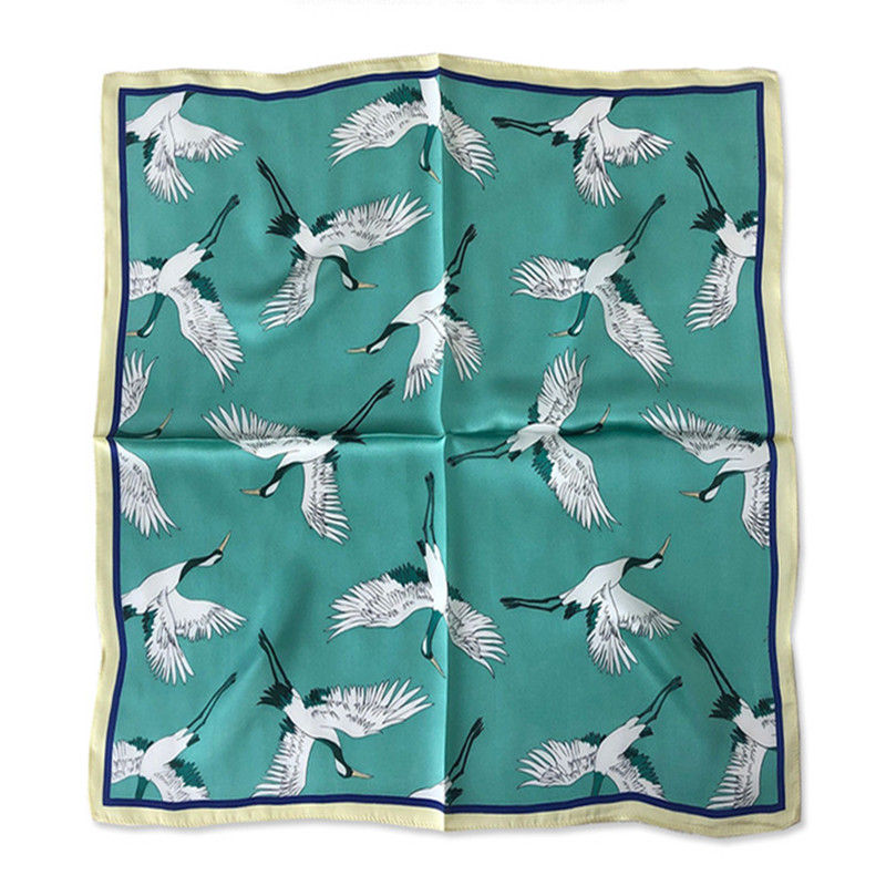 Miniatura: White Heron Silk Scarf 53cm | White Crane | Bird Pattern