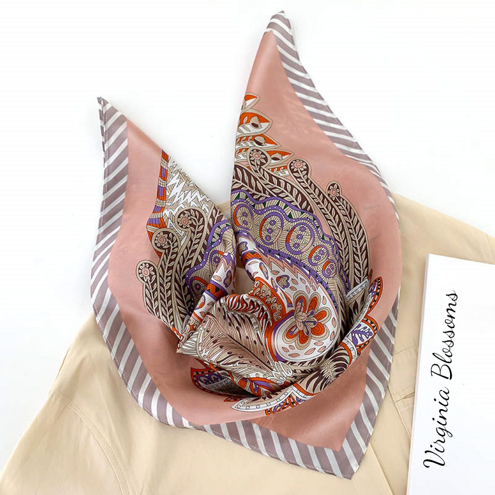 Thumbnail: Boho Paisley 53cm Silk Scarf Bandana | Silk Square Scarf