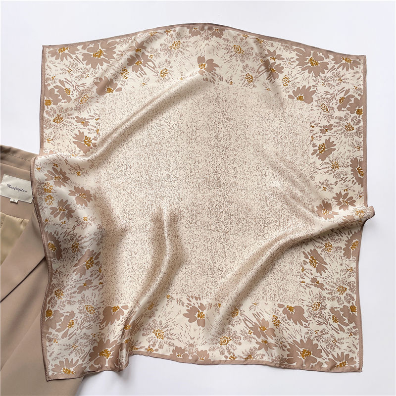 Miniature : Floral Spray 68cm Silk Scarf Bandana | Square Scarf