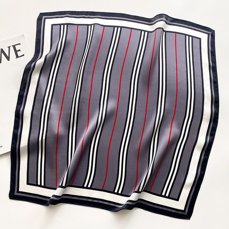 Thumbnail: Posh Stripes 53cm Silk Scarf | Geometric Lines Silk Scarf Bandana