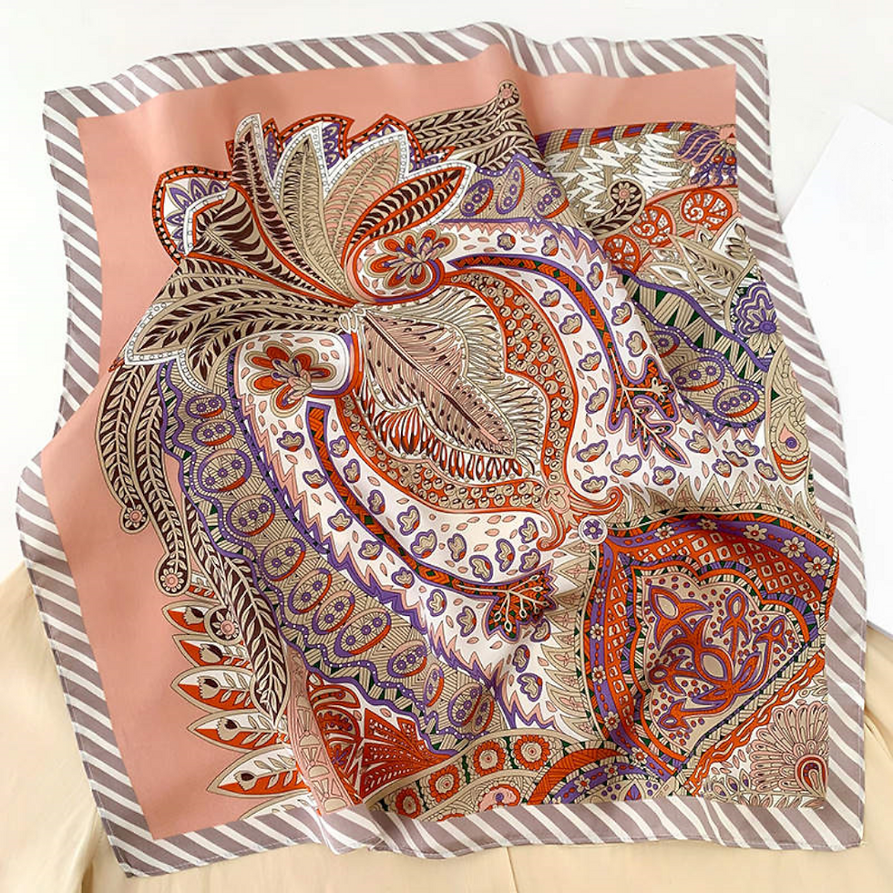Miniature : Boho Paisley 53cm Silk Scarf Bandana | Silk Square Scarf