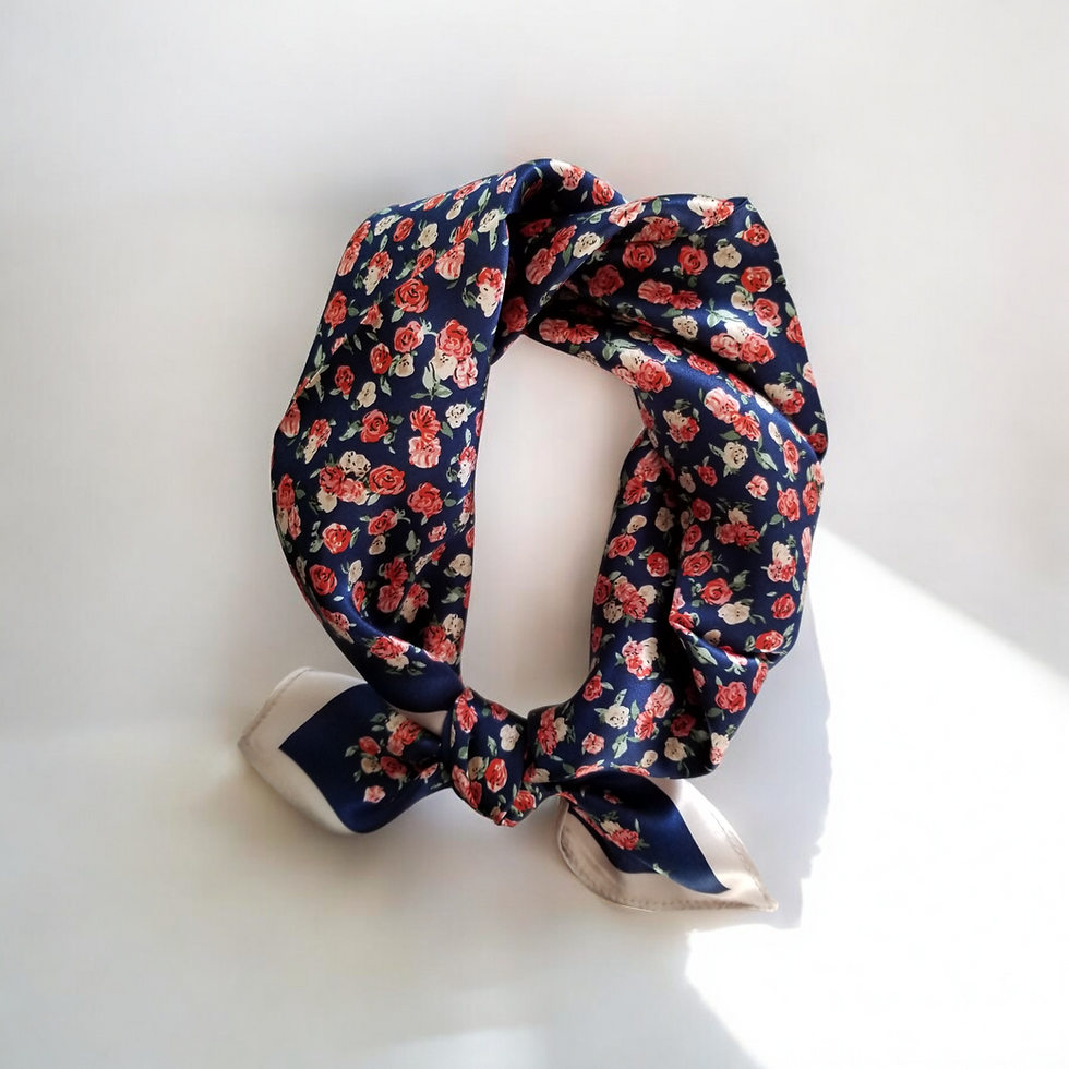 Thumbnail: Mini Flowers 53cm Silk Scarf | Floral Bandana | Floral Print Scarf