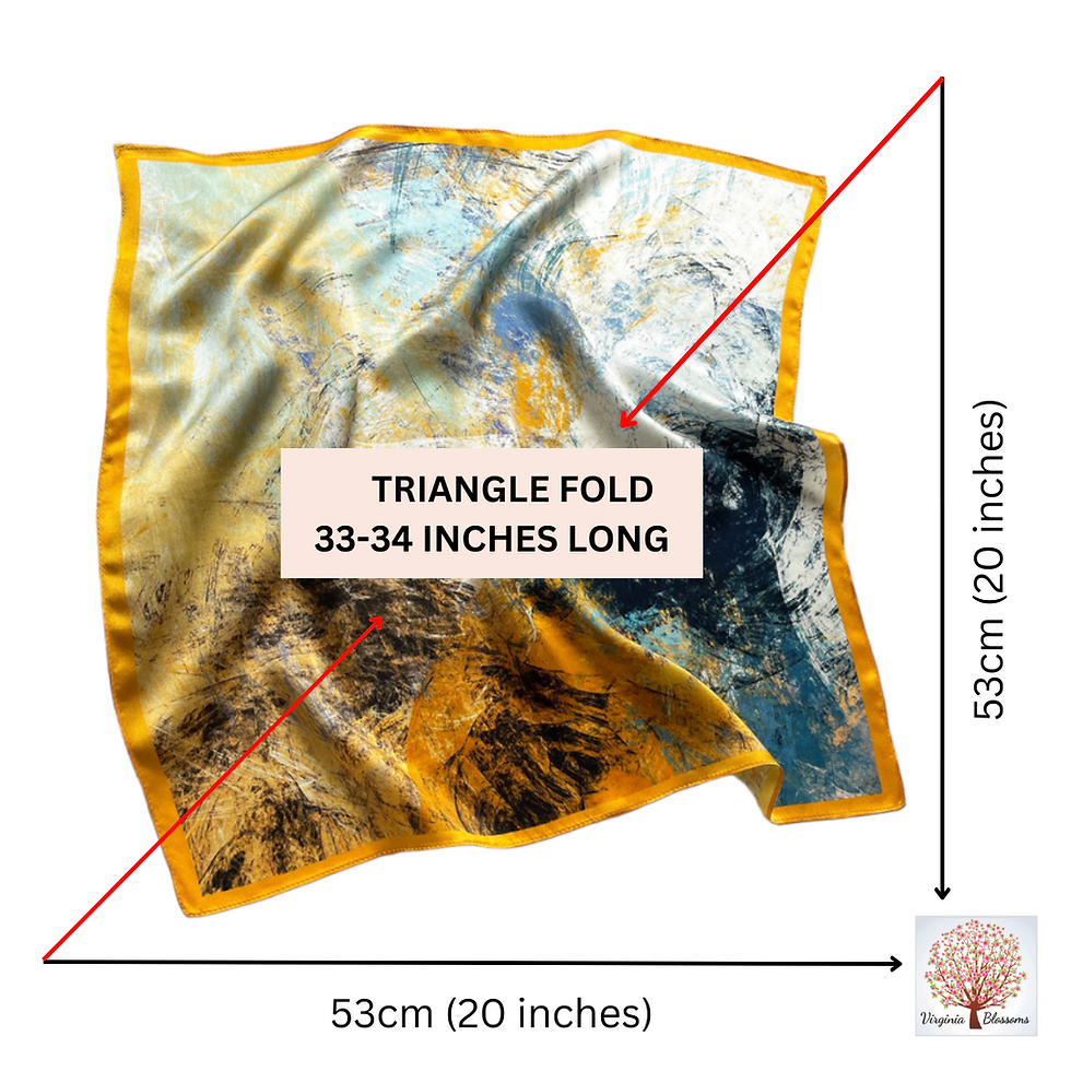 Miniature : Yellow Abstract 53cm Silk Scarf | Color Paint Pattern Scarf