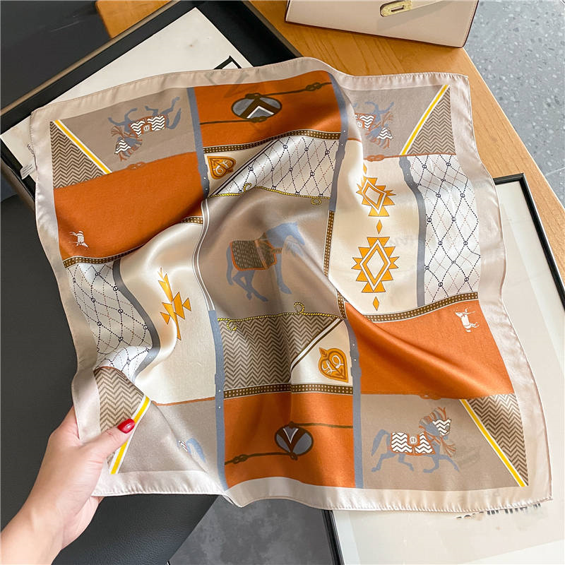 Thumbnail: Equestrian Horse Print 53cm Silk Scarf | Horse Lover Silk Scarf
