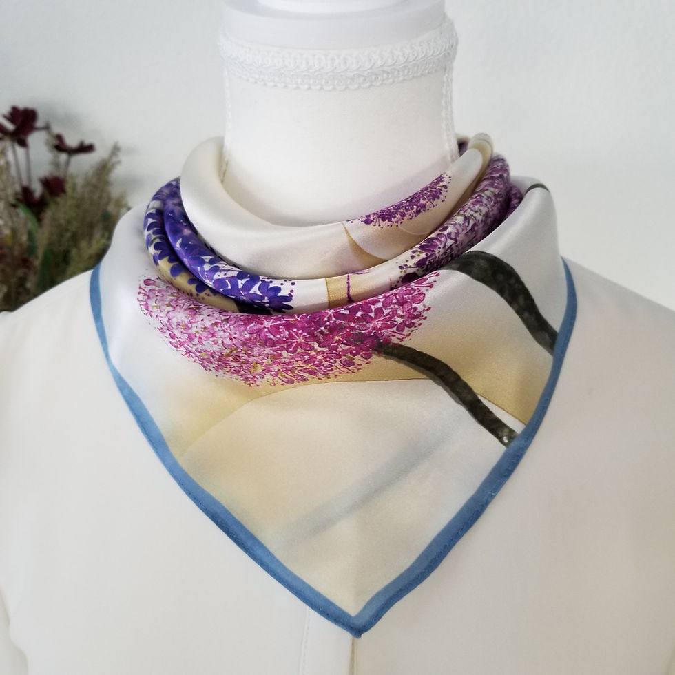 Thumbnail: Dandelion Flowers 53cm Silk Scarf | Cream White Square Scarf