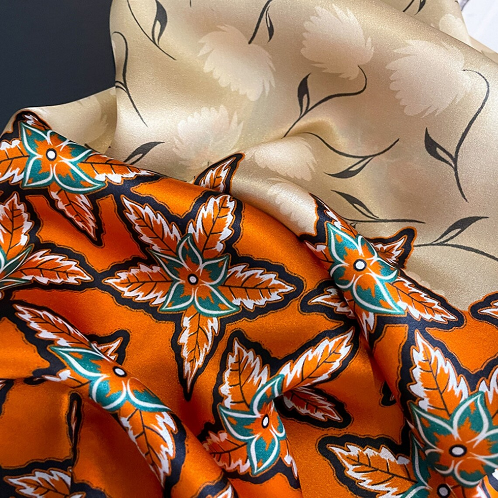 Thumbnail: Borage Star Flower 53cm Silk Scarf | Floral Small Square Scarf