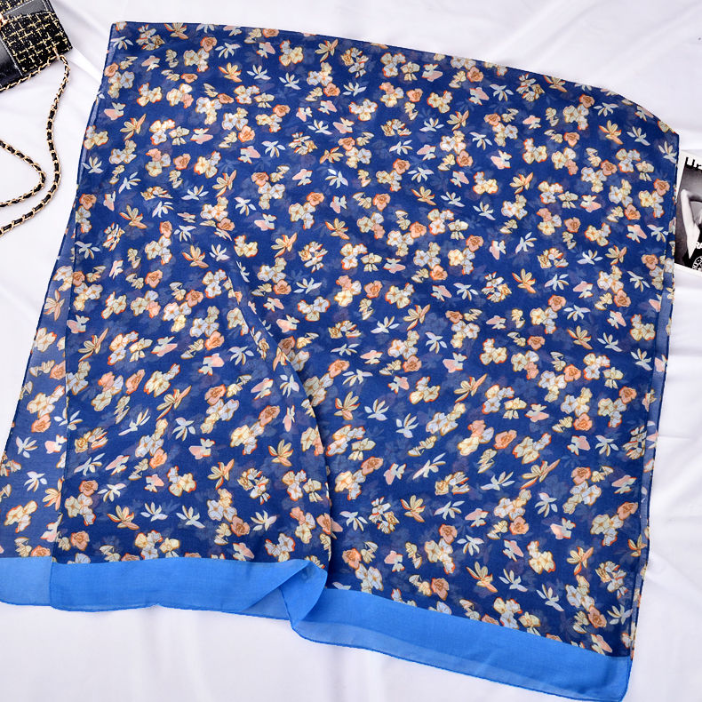 Miniaturbild: VB-FL06 Floral Pattern Royal Blue Fashion Scarf