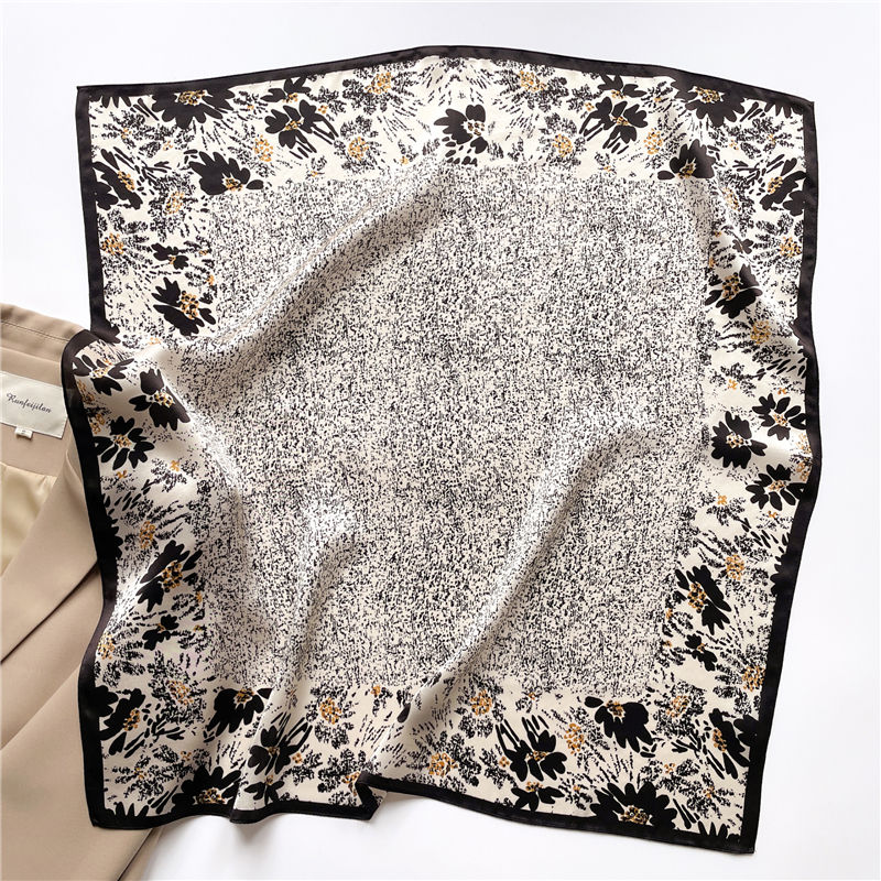 Miniature : Floral Spray 68cm Silk Scarf Bandana | Square Scarf