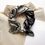 Thumbnail: Black Green Taupe 53cm Silk Scarf | Abstract Mosaic Pattern
