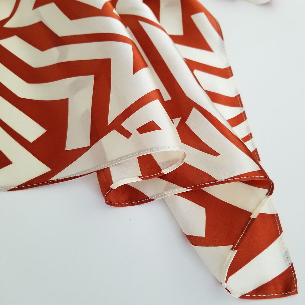 Miniatura: Zigzag Print 53cm Silk Scarf | Terracotta Scarf | Geometric Pattern