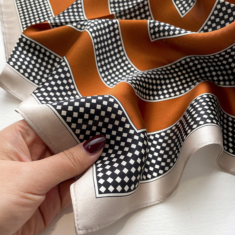 Thumbnail: Dots Burnt Orange 53cm Silk Scarf | Silk Bandana | Square Scarf