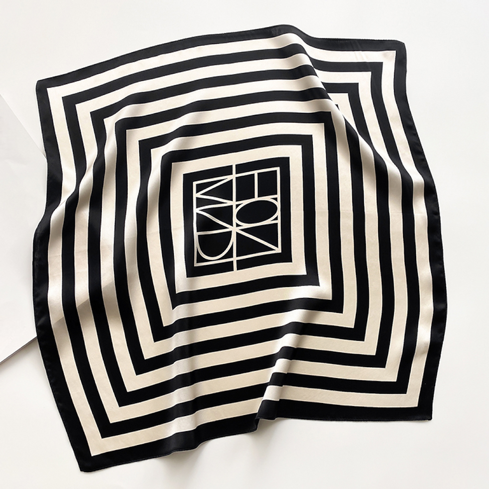 Thumbnail: Geometric Lines 53cm Silk Scarf | Stripes Square Scarf