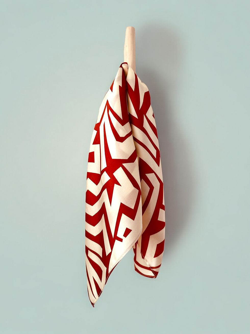 Miniaturbild: Zigzag Print 53cm Silk Scarf | Terracotta Scarf | Geometric Pattern