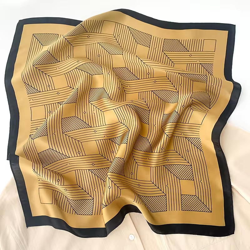 Miniaturbild: Geometric Stripes 53cm Silk Scarf | Light Apricot Pink Scarf